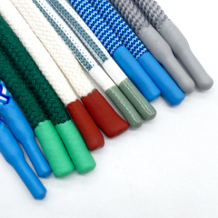 Custom Logo Text Silk Printed Flat round Cotton Silicone Dipped Hoodie Drawcord 6mm Diameter for Shoes Macrame Hoodies