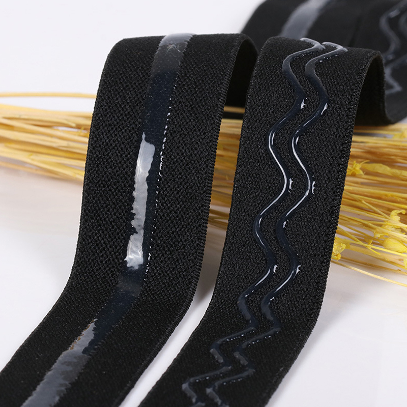 Transparent Non-slip Silicone Printed Elastic Band Gripper Ripple Straight Line Printed Elastic Webbing for Garment Accessories