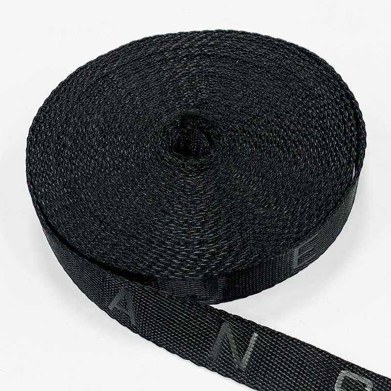 High quality custom embossed nylon polyester polypropylene jacquard webbing tape logo jacquard webbing for bag strap