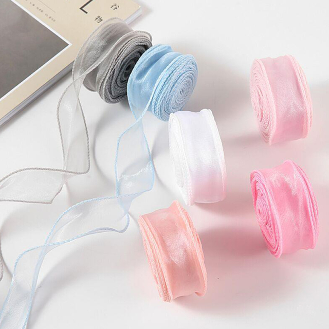 Custom Wholesale Edge Fishtail Wave Organza Silk Ribbon For Gift Wrapping Decoration Crafts Bouquet Packing