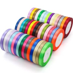 Customized Christmas Bowknot Coloured Garment Hat Decorative Polyester Satin Ribbons For Gift Wrap