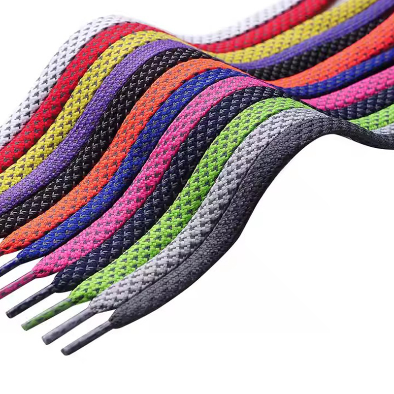 Wholesale Fashionable Reflective Fabrics Polyester Flat Shoelaces for Adventure Camping Running shoes