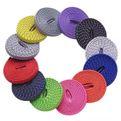 Wholesale Fashionable Reflective Fabrics Polyester Flat Shoelaces for Adventure Camping Running shoes
