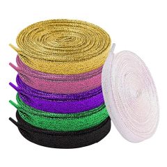 Factory wholesale glitter custom shoe laces fashionable solid colors flat wide shoelaces for dance sneakers