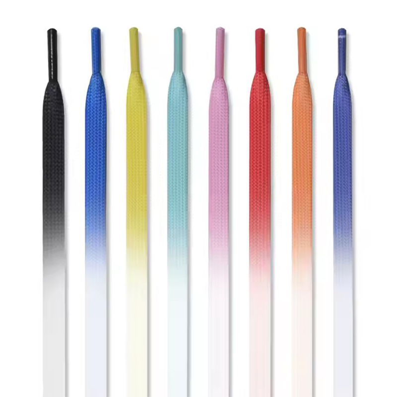 High Quality Shoe Accessories Flat Colorful Shoelaces Gradient Rainbow Custom Printed Shoe Lace for Sneakers