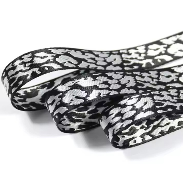 Leopard Print Jacquard Webbing Belt Luxury Summer New Design Polyester Dog Webbing Clothes Bags Shoes Home Textiles Sustainable