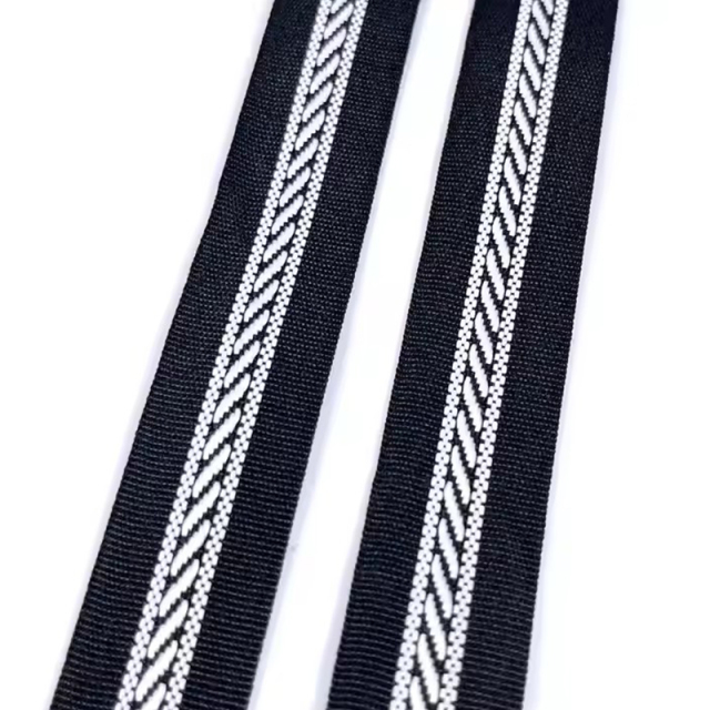 Customized Logo Strap Jacquard Webbing Polyester Pattern Tape for Garment men's and women's clothing sports pants side decorative ribbon sleeve bag sideband