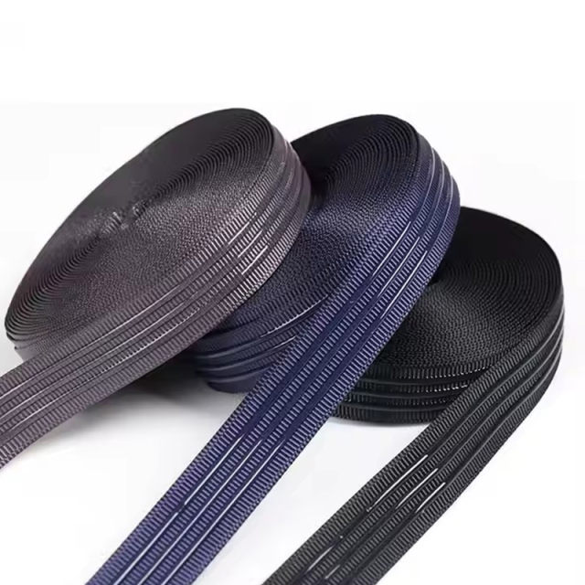 Hot Sale Logo Silicone Gripper Elastic Clothes Belt Tape Webbing Sports Soft Non-Slip Ribbon Elastic Customization