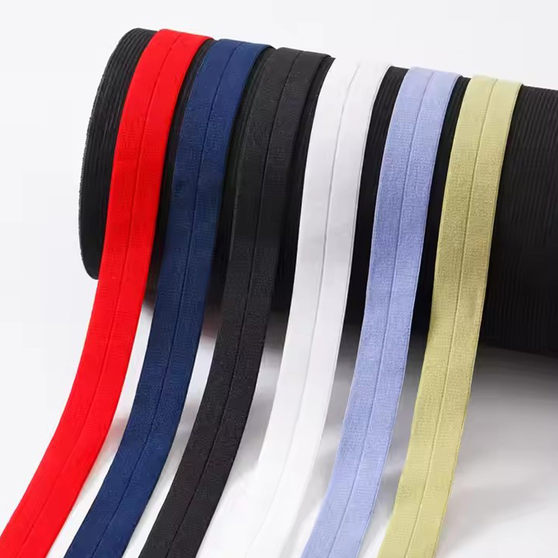 Factory Custom Cotton Soft 15mm 20mm Fold Over Elastic Bias Tape Binding Underwear Bra Straps