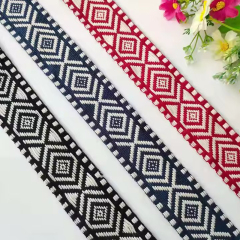 Custom Woven Tape Braid Jacquard Cotton Strap Webbing Rolls Manufacturer Diamond Webbing Tape
