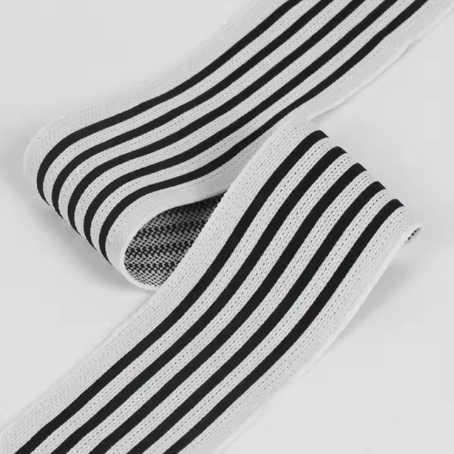 contrasting knitted belt woven slight elasticity jacquard striped webbing ribbon tape trimming for casual pants side straps