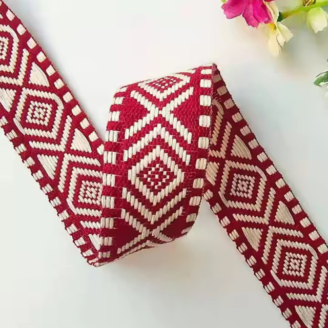 Custom Woven Tape Braid Jacquard Cotton Strap Webbing Rolls Manufacturer Diamond Webbing Tape