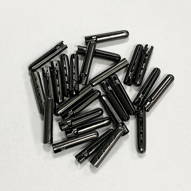 Factory straight supply metal shoelace head rope lead bullet head with 4-hole decorative pendant rope head
