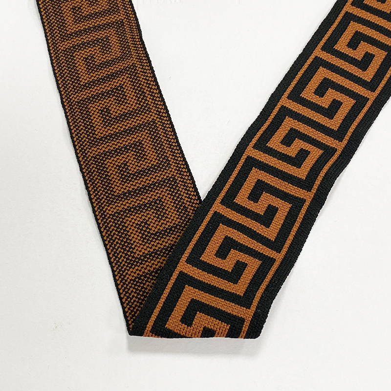 Ethnic style computer jacquard with maze curve waistband Knitted jacquard with pant edge elastic ribbon
