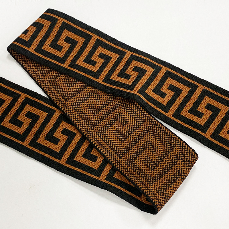 Ethnic style computer jacquard with maze curve waistband Knitted jacquard with pant edge elastic ribbon
