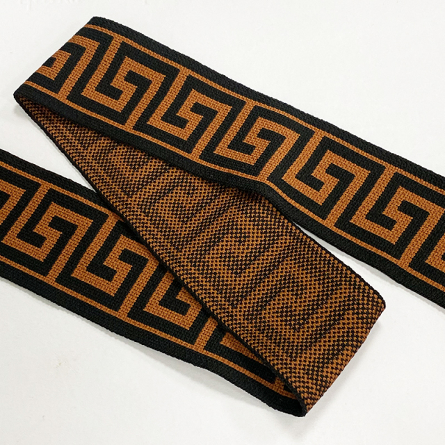 Ethnic style computer jacquard with maze curve waistband Knitted jacquard with pant edge elastic ribbon