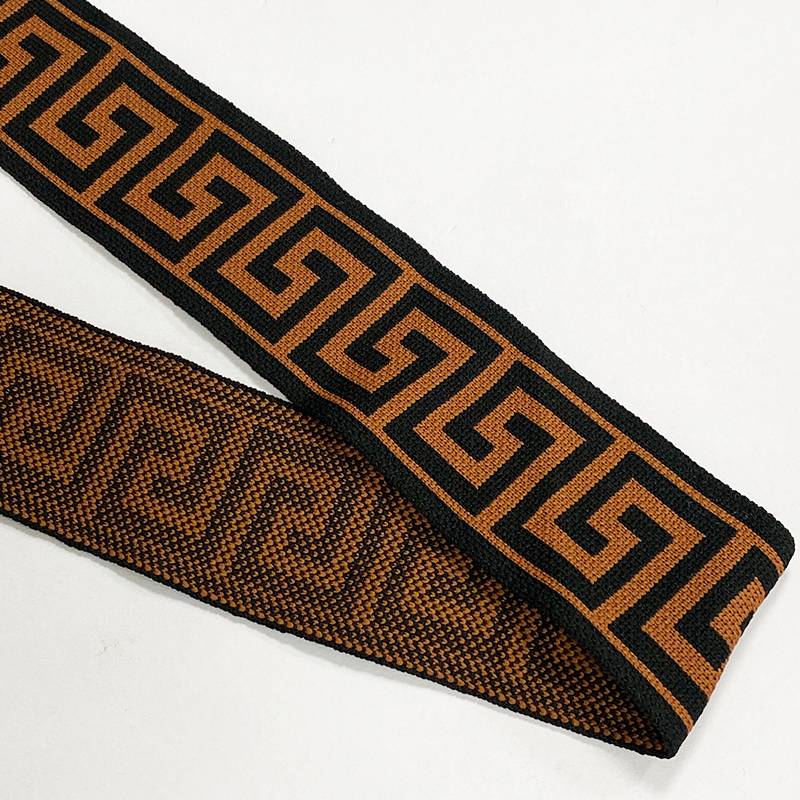 Ethnic style computer jacquard with maze curve waistband Knitted jacquard with pant edge elastic ribbon