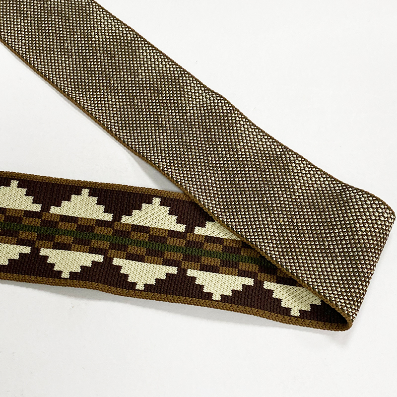 Polyester jacquard ribbon ethnic style color serrated chain belt popular bag shoulder strap