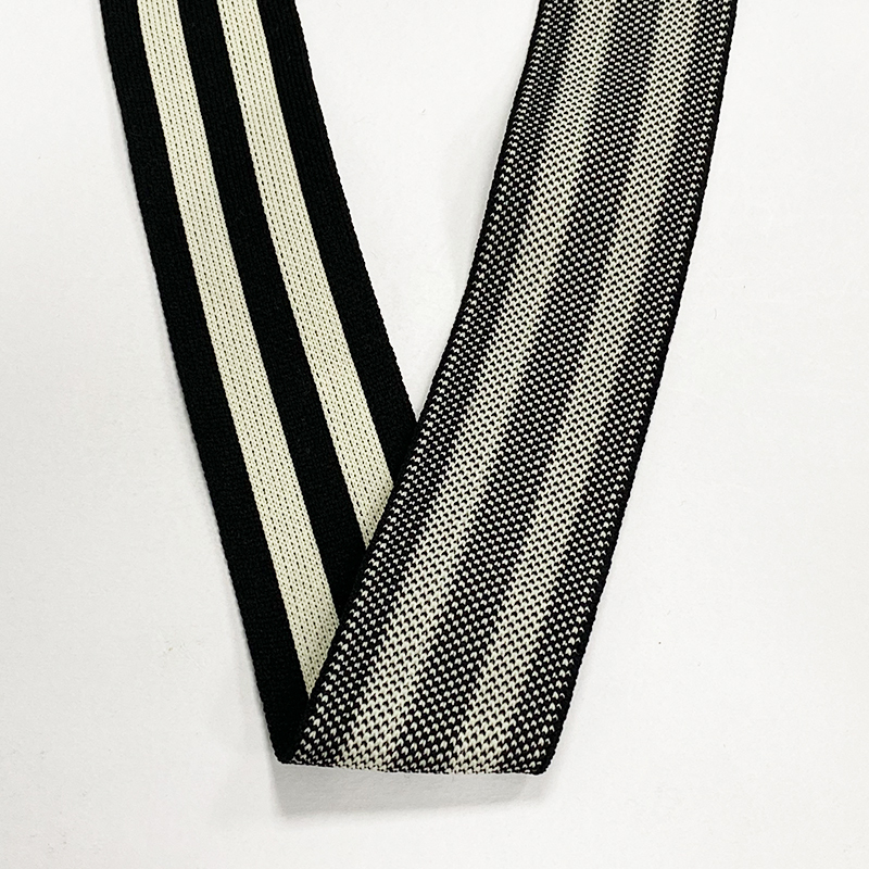 Polyester knitted colored striped pants side stitching with back collar hem strip intercolored knitted band