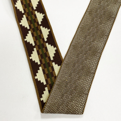 Polyester jacquard ribbon ethnic style color serrated chain belt popular bag shoulder strap