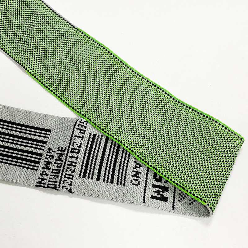 Jacquard letter bar code color striped ribbon fashion casual men's and women's mesh red pants side strap