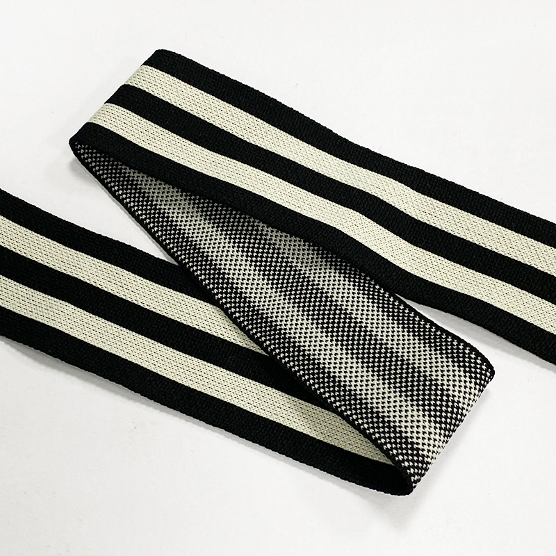 Polyester knitted colored striped pants side stitching with back collar hem strip intercolored knitted band