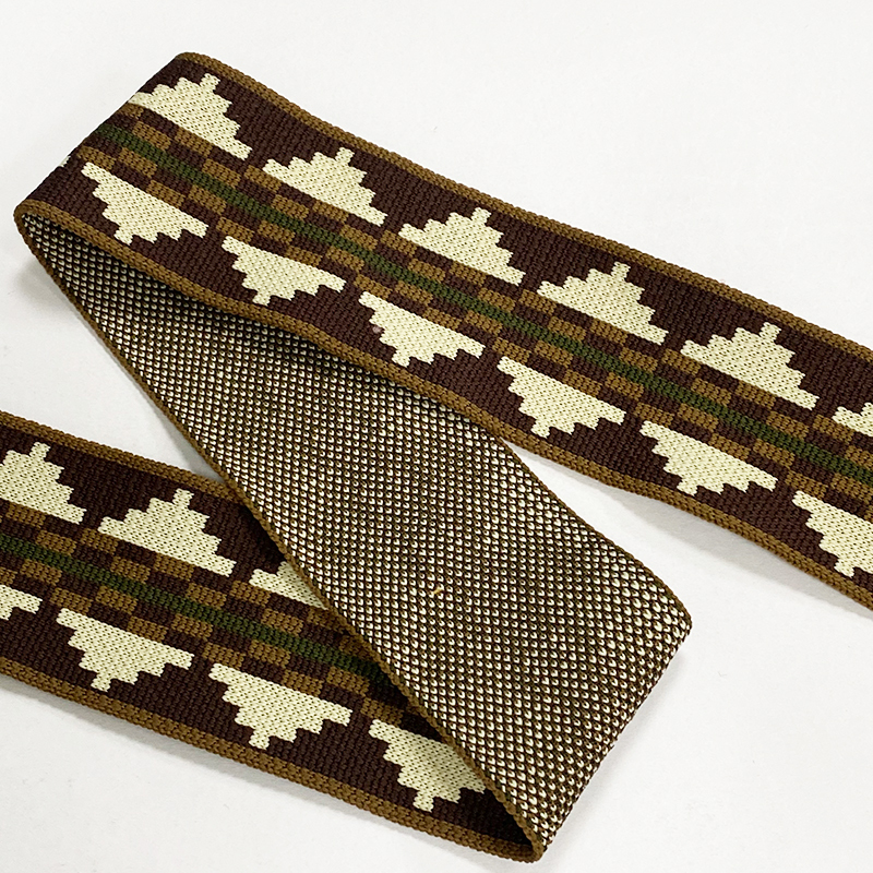 Polyester jacquard ribbon ethnic style color serrated chain belt popular bag shoulder strap