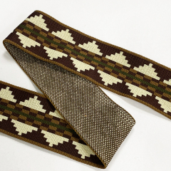 Polyester jacquard ribbon ethnic style color serrated chain belt popular bag shoulder strap