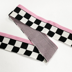 Black and white check webber plaid jacquard webber polyester bag with border pants side trim Luggage accessories