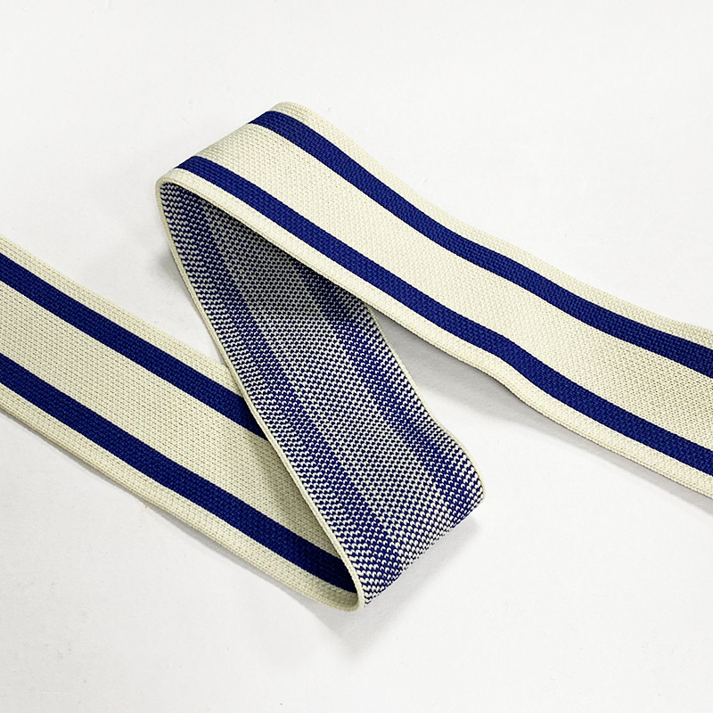Striped thread with athleisure jacquard webber rib knit with side garment aid Material tape