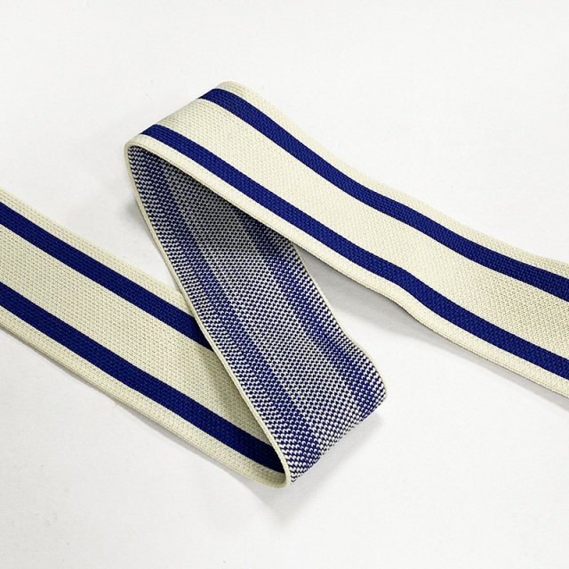 Striped thread with athleisure jacquard webber rib knit with side garment aid Material tape