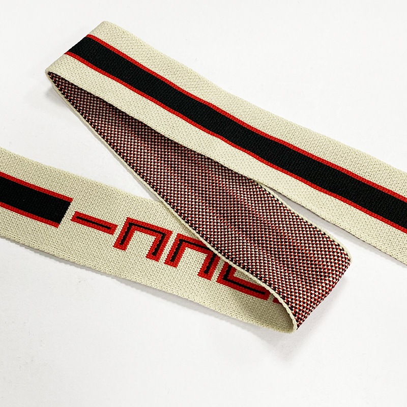 Letter knitting with intercolored warp knitting with micro elastic jacquard mercerized cotton side with tricolor polyester cross pull Leg band