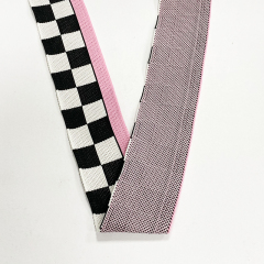 Black and white check webber plaid jacquard webber polyester bag with border pants side trim Luggage accessories