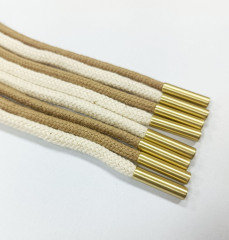 Draw Strings with Metal Tips Cotton Drawstring Cord Laces with Metal Cord Tips 135cm Round Cotton Cord Metal Ends Braid Cotton Rope with Core 6mm