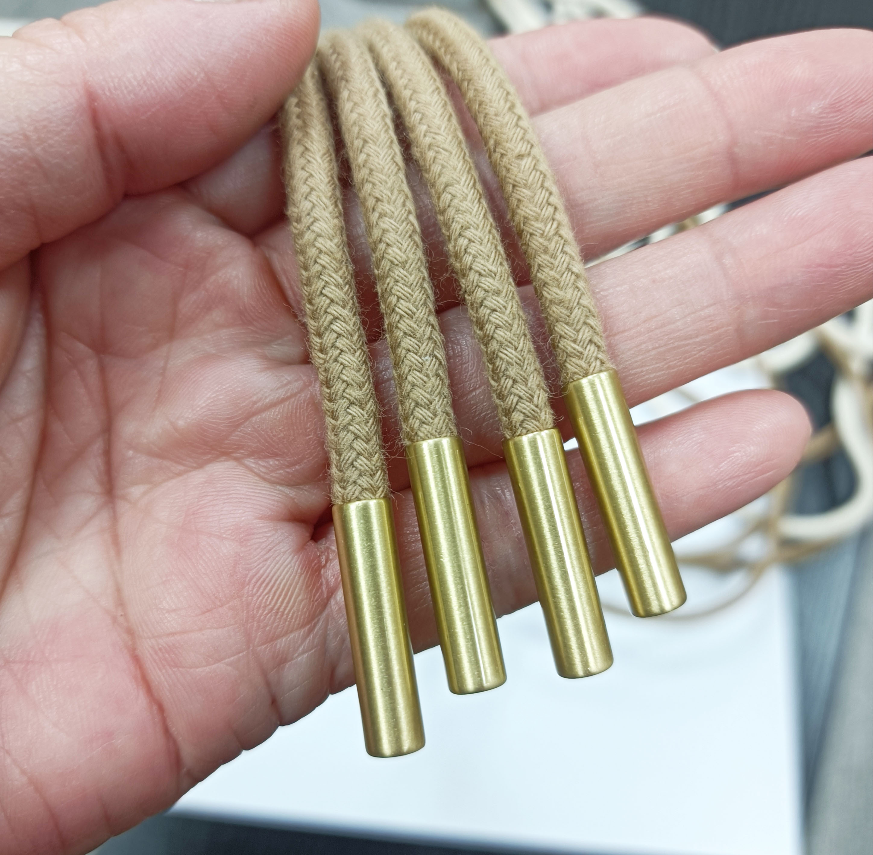Draw Strings with Metal Tips Cotton Drawstring Cord Laces with Metal Cord Tips 135cm Round Cotton Cord Metal Ends Braid Cotton Rope with Core 6mm