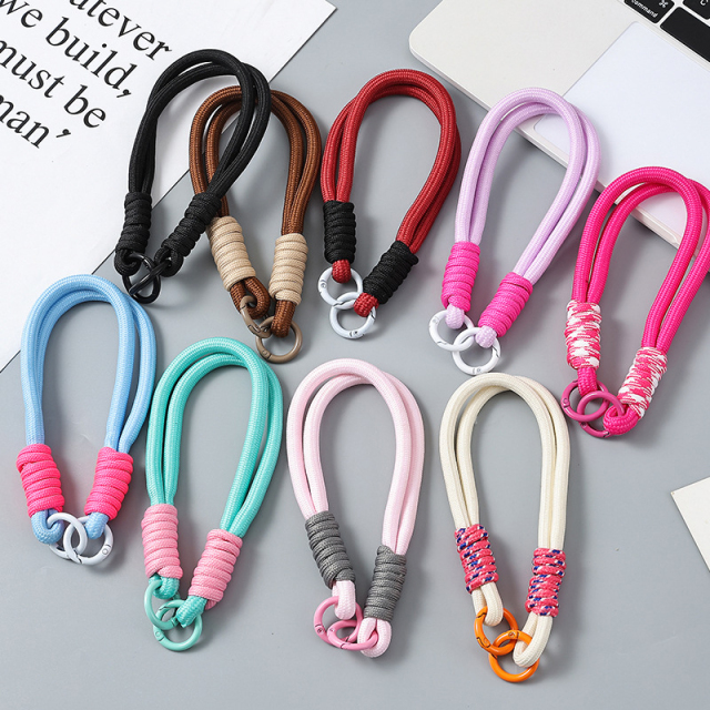 Fashionable Handcrafted Woven Braided Polyester Lanyard Keychain for Hanging Mobile Phones Bags Kettles or Straps