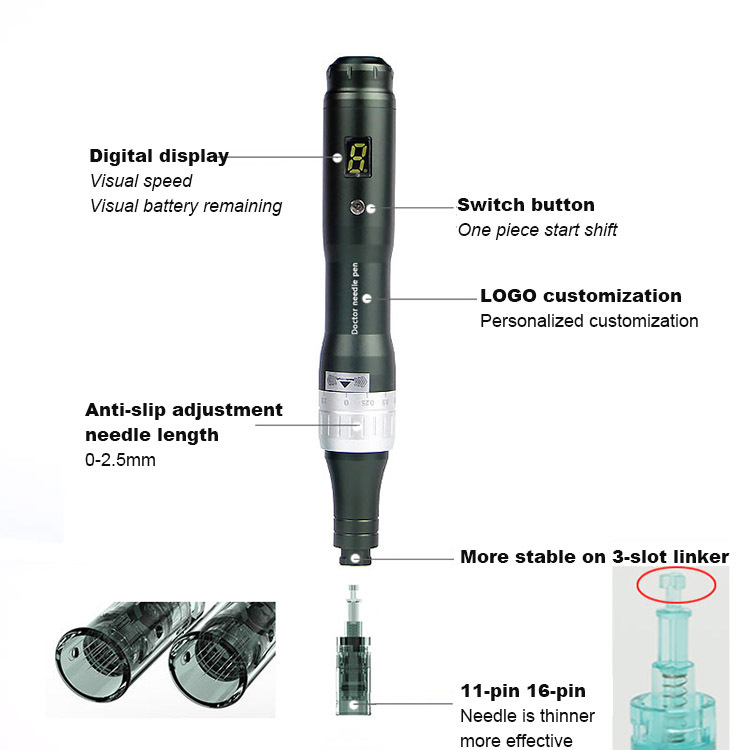 Pro pen Digital Display 6 Speeds Derma pen With Exclusive Needle Cartridges For Mts