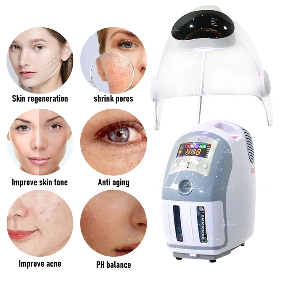 3 In 1 Led Dome Facial Oxygenated Machine H2o2 Hyperbaric Whitening Jet Peel Hydra Oxygen Facial Machine
