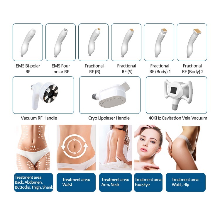 Newest Multifunctional 9 in 1 Body Slimming Machine With Vacuum Cavitation And RF