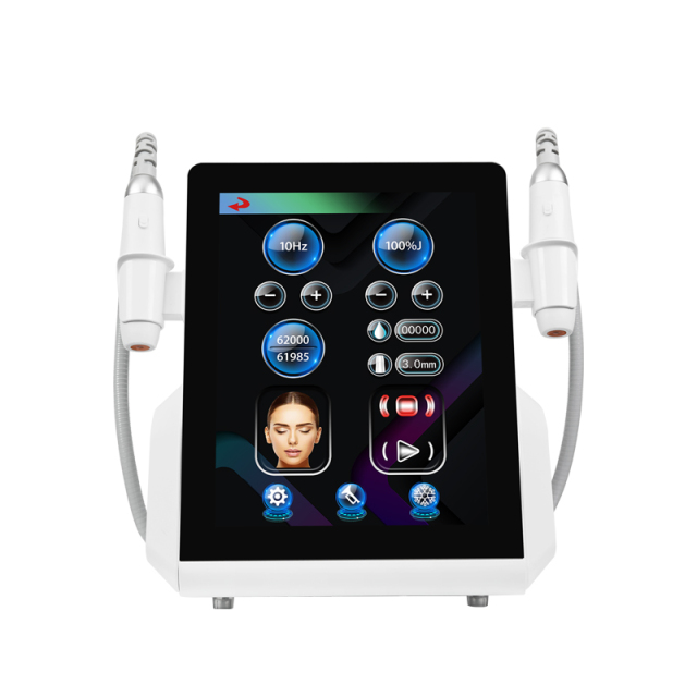Dual handle Ice Hifu Ultrasonic Anti aging Firming Beauty Device