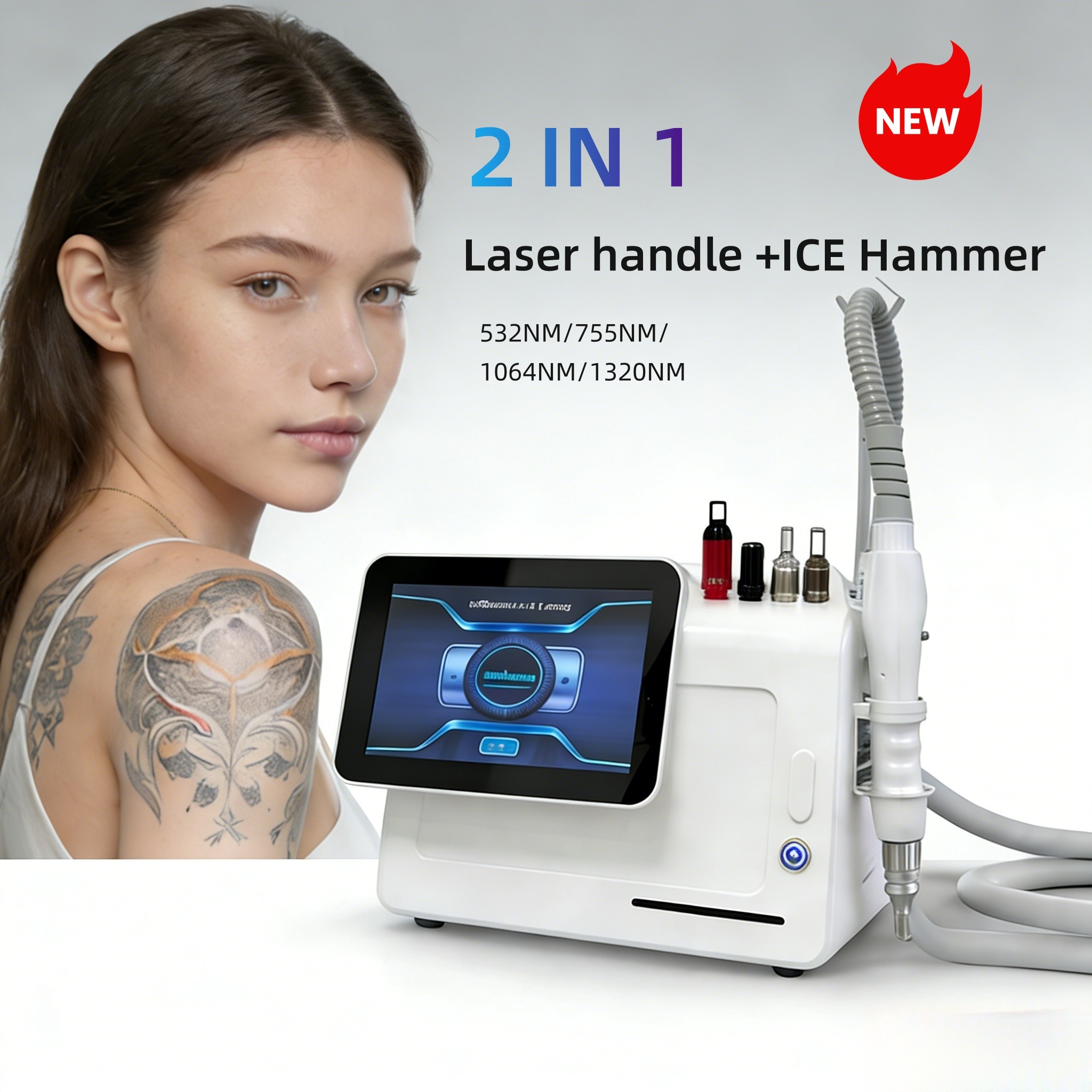 2 in 1 Pico Laser with ICE Hammer