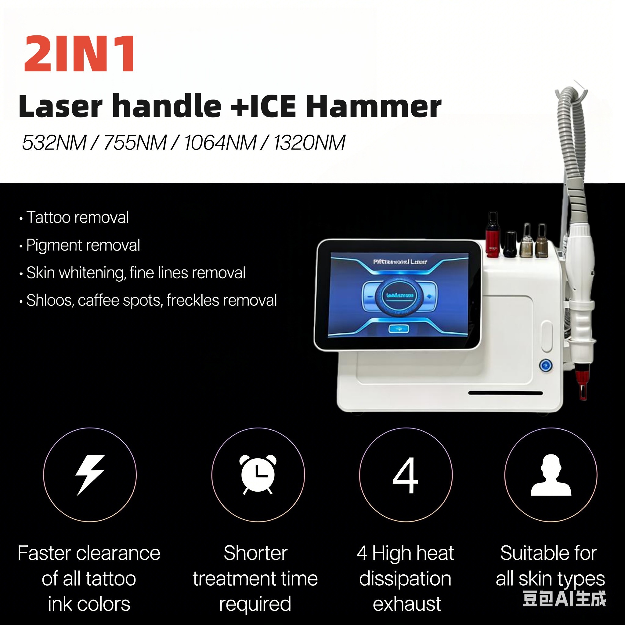 2 in 1 Pico Laser with ICE Hammer