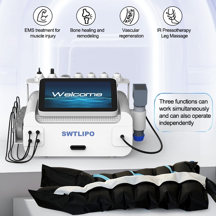 2026 New Arrival Multifunctional Combination Eswt Shockwave Ems Tens Therapy air Pressure Therapy 3 in 1 Physiotherapy Machine