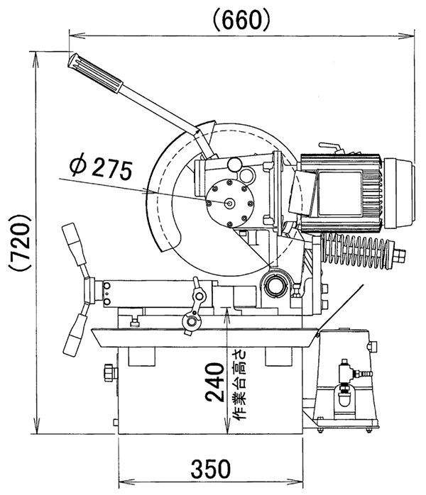 Dimensiones del diseño de la máquina de corte KCM-275