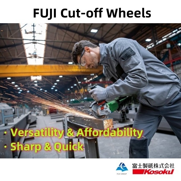  a worker is cutting a square tube with Fuji angle grinder