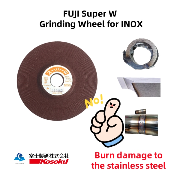 Batu gerinda FUJI Super W tanpa kerusakan bakar untuk stainless steel INOX