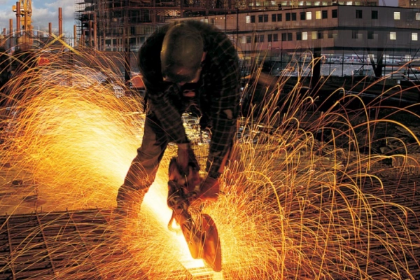 Industrial Metal Cutting on Construction Site
