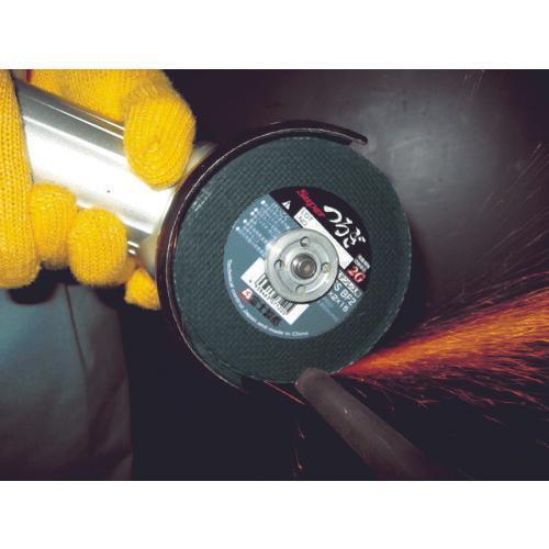 Industrial metal fabricating with abrasive cutoff wheel on steel pipe
