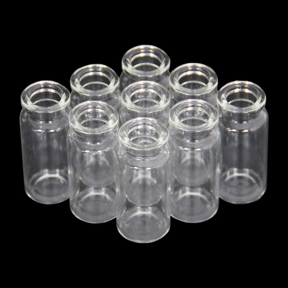 10ml Clear Glass Vials-2-1/2 Dram Clear Glass Headspace Vials with Self-locking Caps and Rubber Stoppers, 100 Packs, 20mm Flat Bottom Lab Vial
