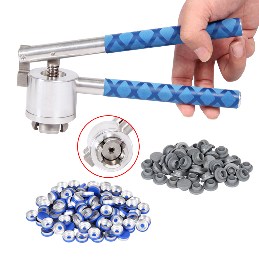 Flip Vial Crimper, 100 Pcs Flip Caps and 100 Pcs Rubber Stoppers Are Included